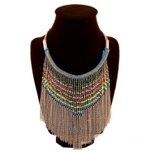 Fashion Bohemia designs wholesale beaded tassel necklace